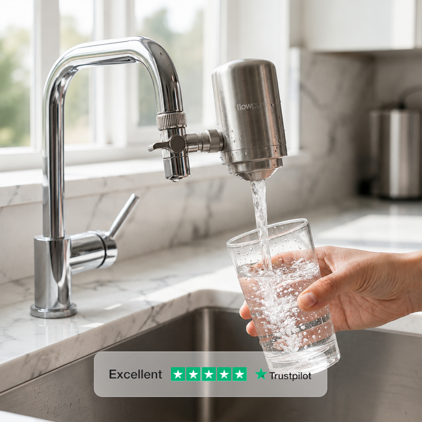 FlowPure® Edelstahl-Wasserhahnfilter